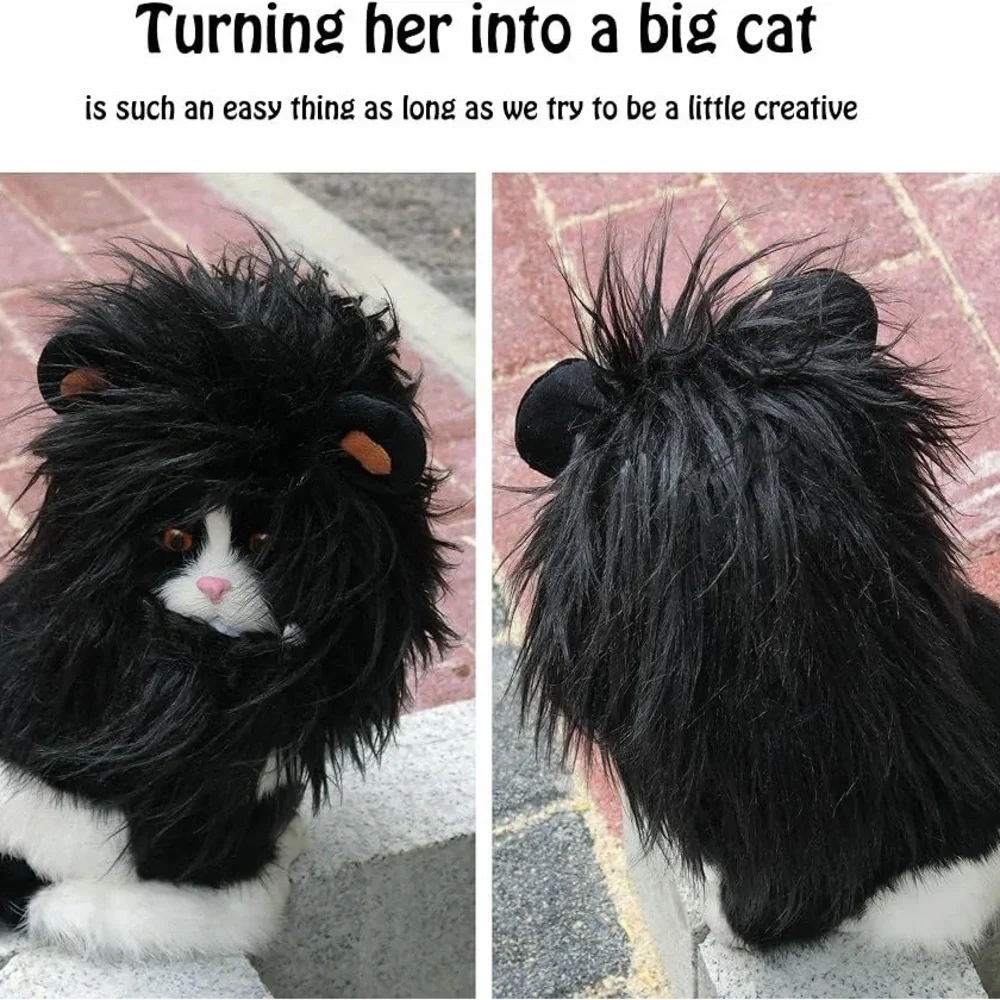 New Black Lion Mane Costume for Cats